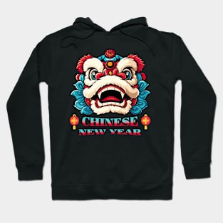 Playful Chinese New Year Lion: Kawaii Yellow Cartoon Fun! Hoodie